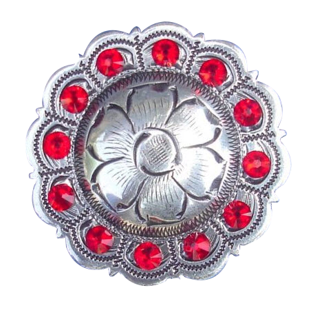 Red stones medallion fitness button 